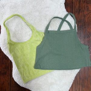 Aerie and American eagle Green and Lime Ribbed Tank Tops